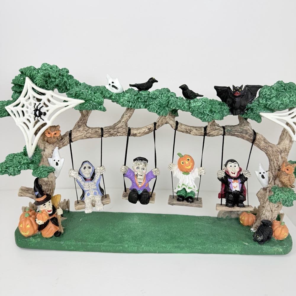 T.J.'s Studio Ghouls on a Swing Graveyard Halloween Resin Figurine